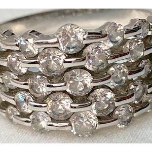 Wide Band Ring Multiple Tiny Rhinestone Honeycomb Pattern